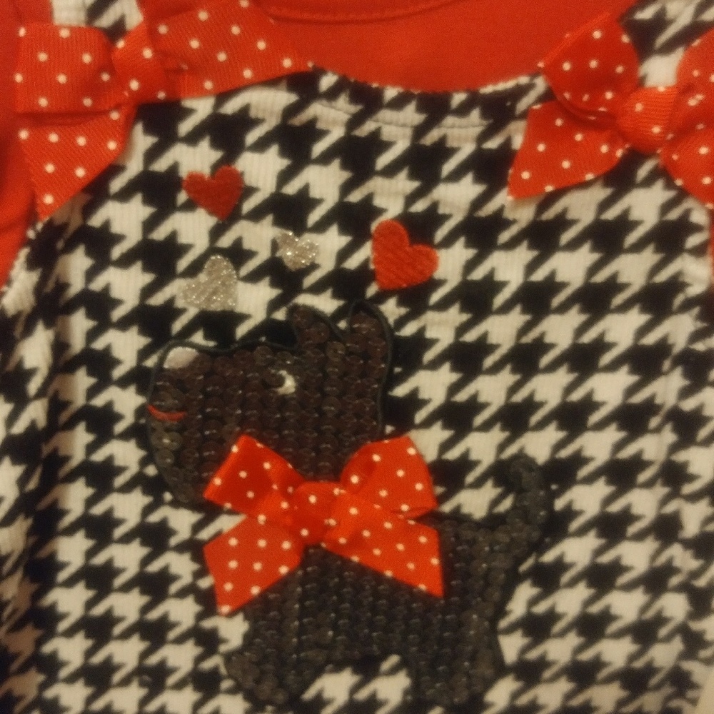 NANNETTE BABY RED SCOTTY DOG CHRISTMAS DRESS 0-3MO - Picture 2 of 5